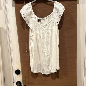 White Eyelet Sleeve Women's Top